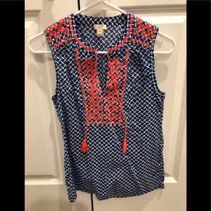 J. Crew Factory Printed Embroidered Tank Top